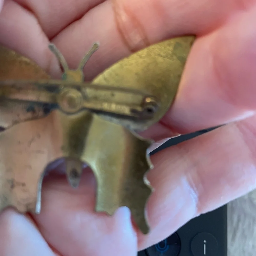 Brooch, Vintage Butterfly, Made in Korea, Muted Colors, Brass, Bohemian